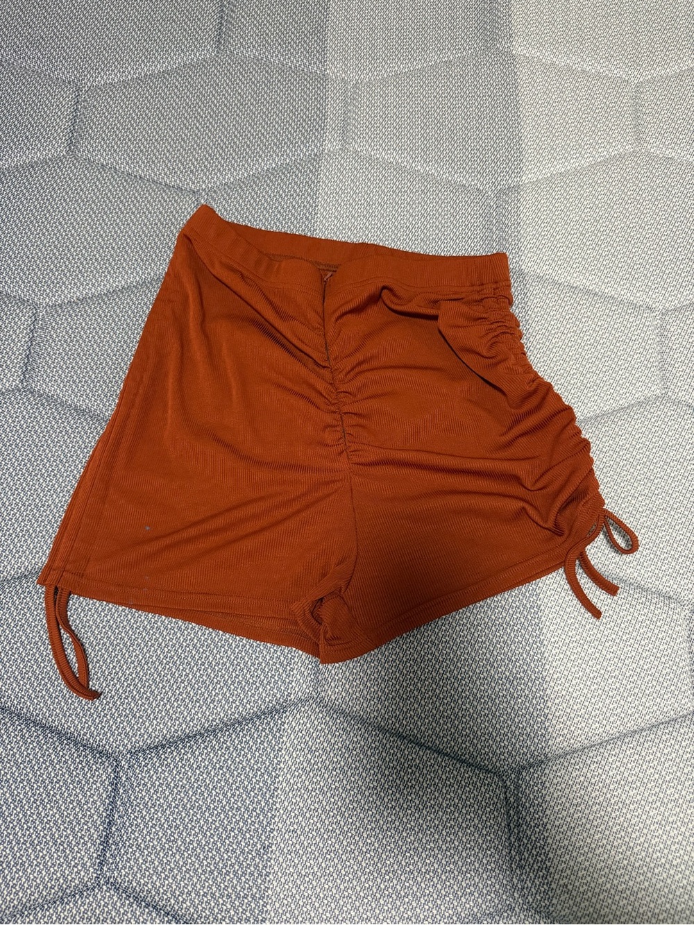 Women’s Rust Orange Ruched Side Shorts